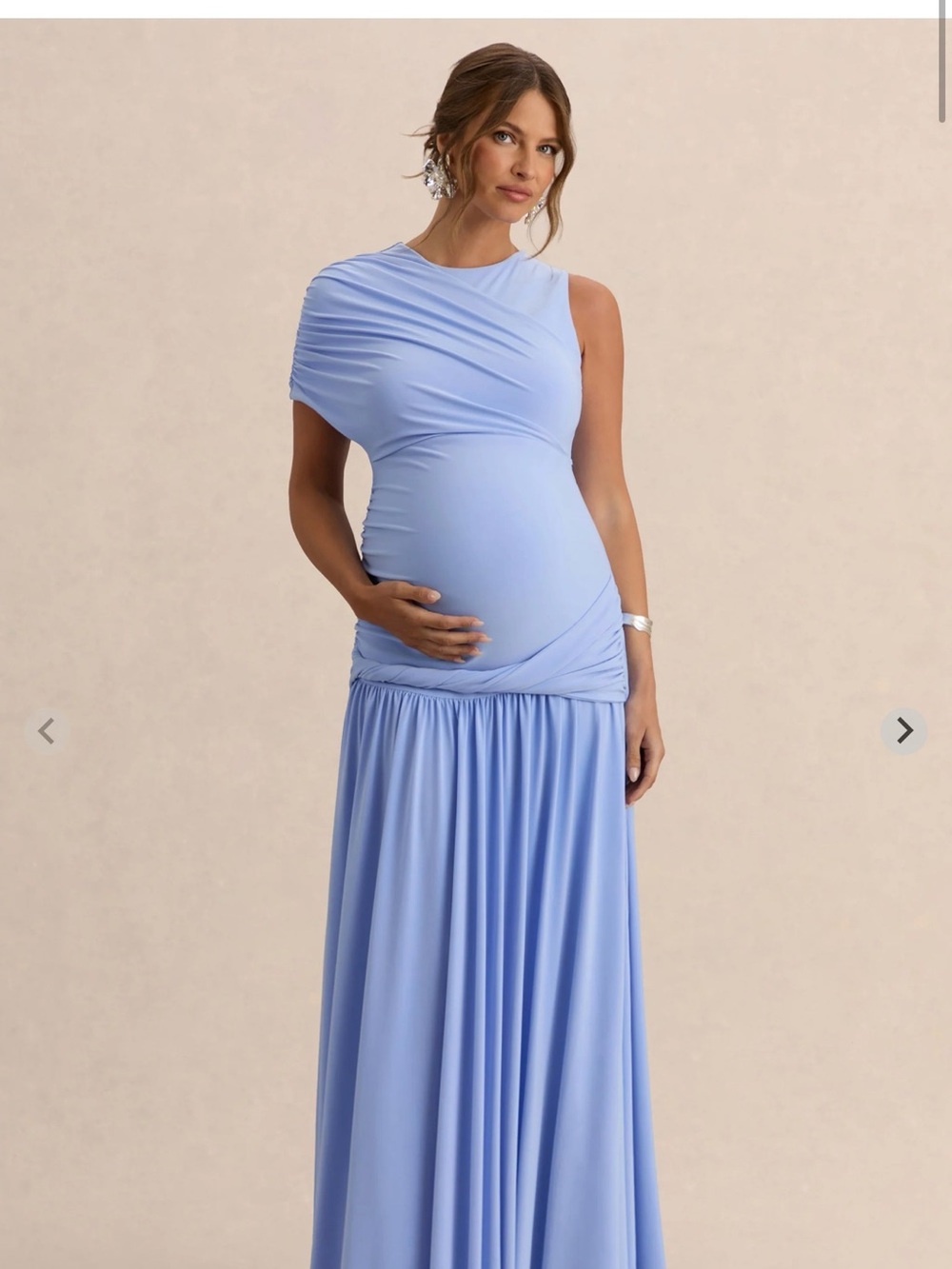 Club L London Pale Blue One-Shoulder Draped Evening Dress